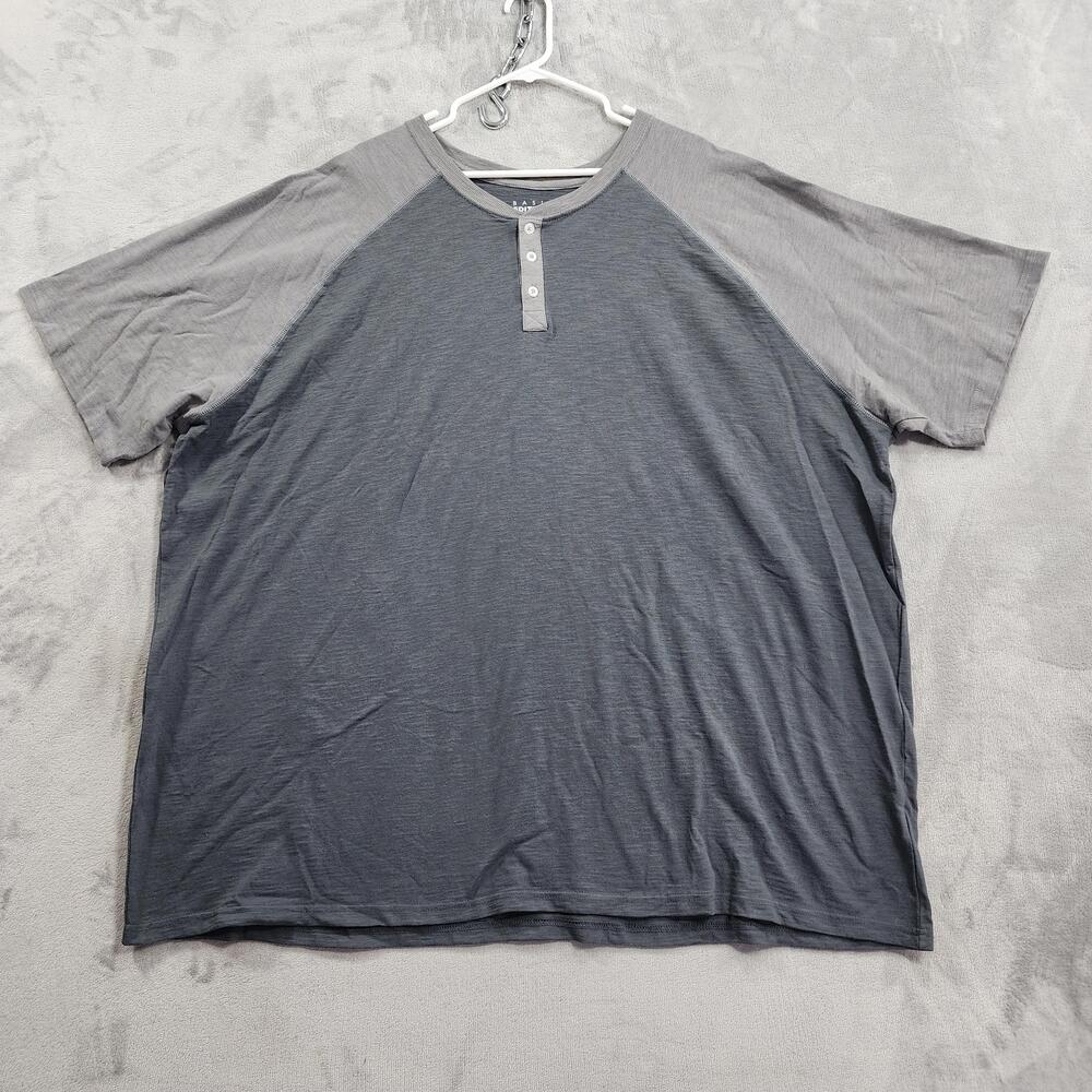 New Basic Editions Shirt Mens 4XL Gray Colorblock Raglan Henley Casual Tee